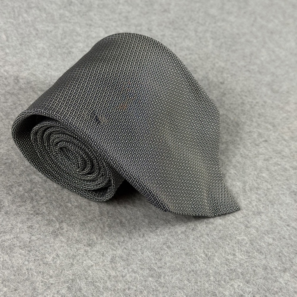 Vintage Garrick Anderson Gray Geometric‎ Silk Tie Made USA 56x4"